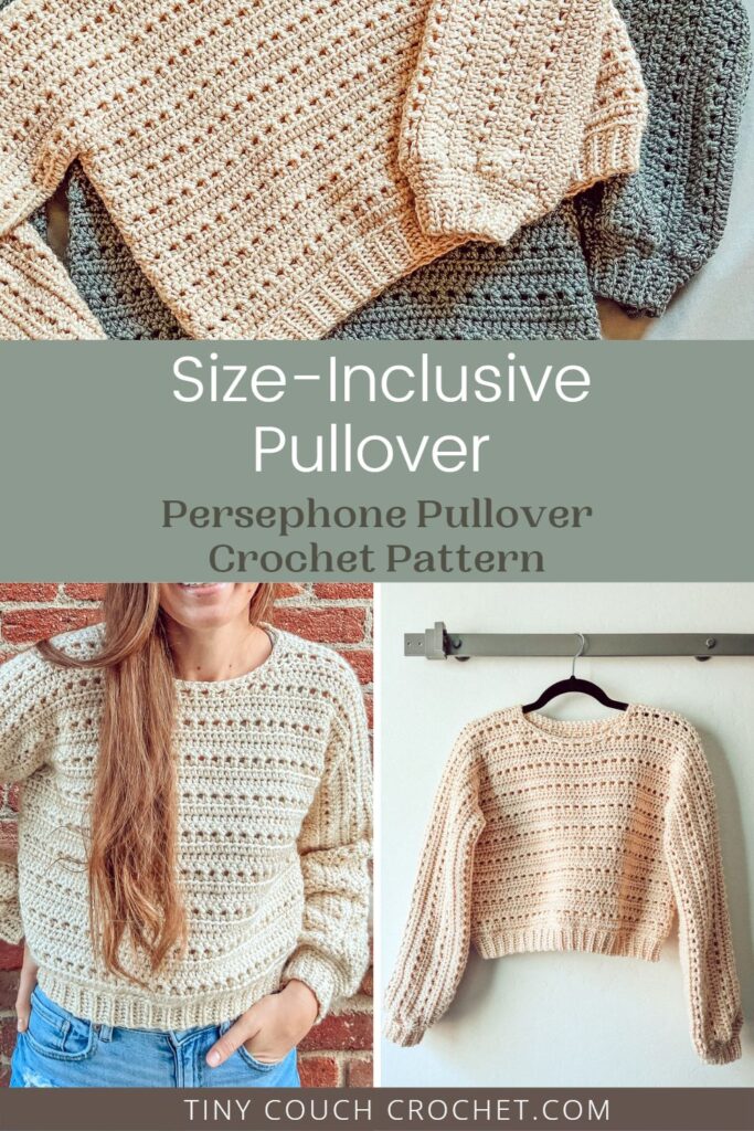 NORDIC PULLOVER SWEATER 5 SIZES WOMEN'S CROCHET PATTERN INSTRUCTIONS